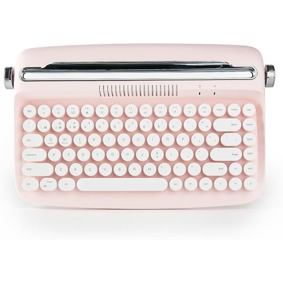 YUNZII ACTTO B305 Wireless Typewriter Keyboard Retro B305, Baby Pink
